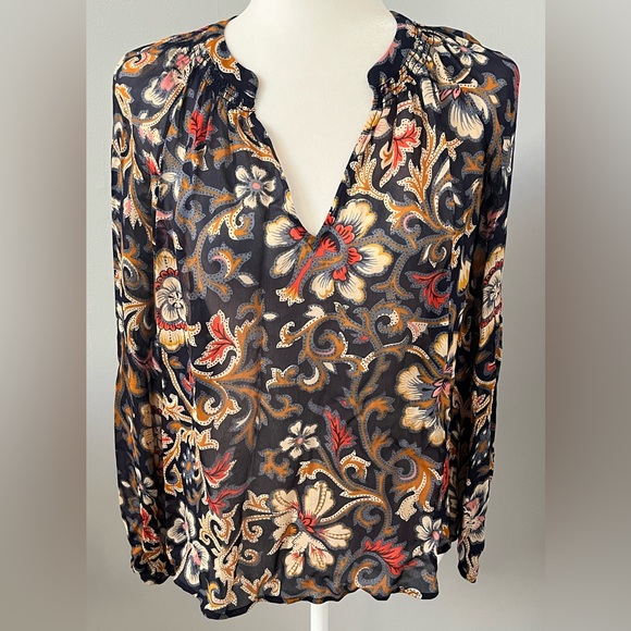 Boden Long Sleeve Sheer Grace Top Size 4 Botanical Lawn‎ Floral Print Blouse - Picture 1 of 14